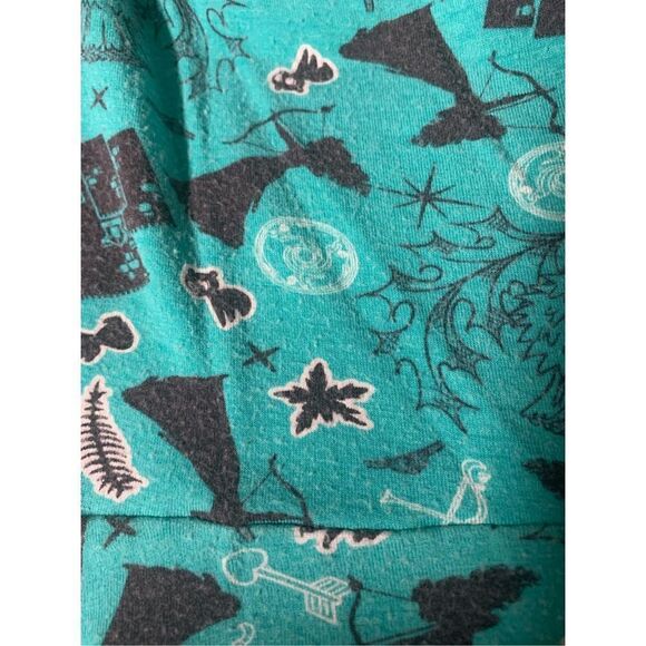 Disney Women's Short Sleeve Criss Cross Back A-Line Dress Green Black Size Large - Picture 9 of 10